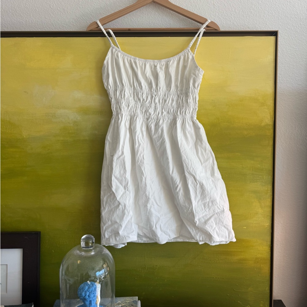 Reformation Cream Ruched Dress